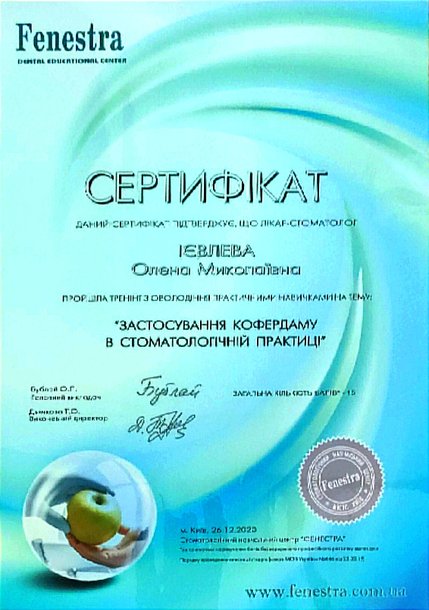 Ієвлева Олена Миколаївна - сертифікат 3