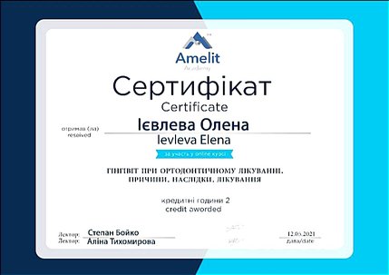 Ієвлева Олена Миколаївна - сертифікат 14