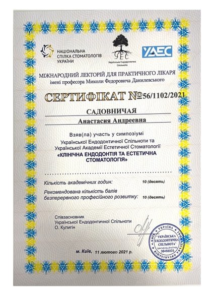 Садовнича Анастасія Андріївна - сертифікат 4