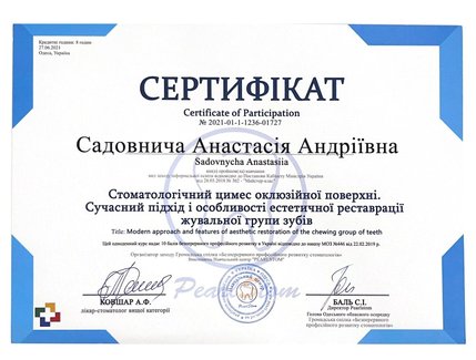 Садовнича Анастасія Андріївна - сертифікат 5